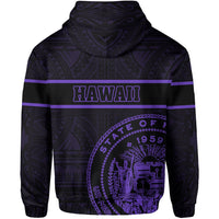 Polynesian Kakau Kanaka Seal of Hawaii Hoodie Purple - Polynesian Pride