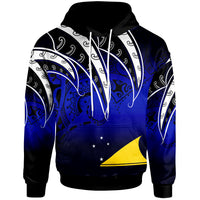 Tokelau Hoodie Tropical Leaf Gradient Blue Style Unisex Blue - Polynesian Pride