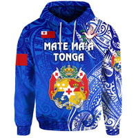 Custom Tonga Coat of Arms Hoodie Simple Vibes Blue, Custom Text and Number LT8 - Polynesian Pride