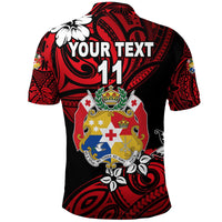 Custom Mate Maa Tonga Rugby Polo Shirt Polynesian Unique Vibes Red, Custom Text and Number - Polynesian Pride