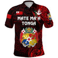 Custom Tonga Coat Of Arms Polo Shirt Simple Vibes Red, Custom Text and Number LT8 - Polynesian Pride