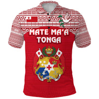Custom Kolisi Tonga Polo Shirt Mate Maa Tonga Simple Version Coat Of Arms, Custom Text and Number - Polynesian Pride