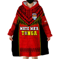 Tonga Rugby Mate Maa Tonga Pacific Ngatu Black Wearable Blanket Hoodie LT14 - Polynesian Pride