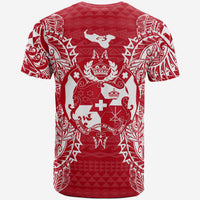Tonga T Shirt Tonga Coat of Arms Map Polynesian Tattoo Red White - Polynesian Pride