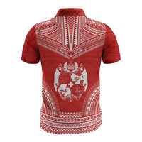 Tonga Polo Shirt Tongan Coat Of Arms Polynesian Chief Tattoo Flag Version - Polynesian Pride