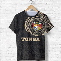 Tonga T Shirt Tonga Coat of Arms Polynesian Tattoo Style Unisex Black-Gold - Polynesian Pride