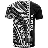 Tonga Custom T Shirt Barcode Black Color - Polynesian Pride