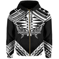 Hawaii Shark Polynesian Kanaka White Hoodie (Zip up) Candy Style - Polynesian Pride