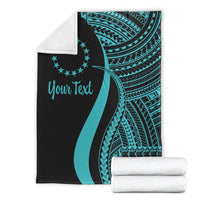 Cook Islands Custom Personalised Premium Blanket - Turquoise Polynesian Tentacle Tribal Pattern - Polynesian Pride