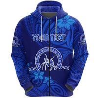 Custom Kolisi Ko Tupou College Tonga Zip Hoodie Unique Vibes Full Blue - Polynesian Pride