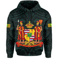 Polynesian Kanaka Maoli Royal Coat of Arms Hawaii Hoodie Turquoise - Polynesian Pride