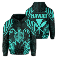 Polynesian Turtle Kanaka Maoli Hawaii Hoodie Turquoise Unisex Turquoise - Polynesian Pride