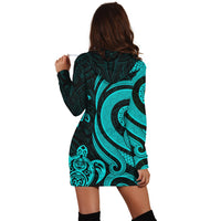 Tokelau Women Hoodie Dress - Turquoise Tentacle Turtle - Polynesian Pride