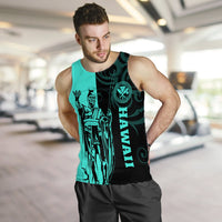 Hawaii King Polynesian Men's Tank Top - Lawla Style Turquoise - AH - Polynesian Pride