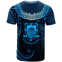 Tuvalu Custom T Shirt Serrated Pattern Blue Color Unisex Blue - Polynesian Pride