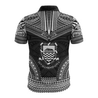 Tuvalu Polo Shirt Tuvalu Coat Of Arms Polynesian Chief Tattoo Black Version - Polynesian Pride
