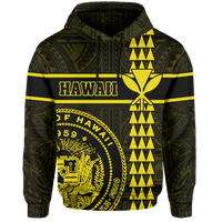 Polynesian Kakau Kanaka Seal of Hawaii Hoodie Yellow - Polynesian Pride
