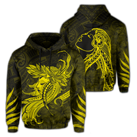 Polynesian Tropic Hula Girl Hibiscus Hawaii Hoodie Yellow Unisex Yellow - Polynesian Pride