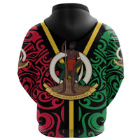Vanuatu Flag Zip up Hoodie Melanesian Warrior - Polynesian Pride