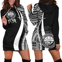 Federated States of Micronesia Women's Hoodie Dress - White Polynesian Tentacle Tribal Pattern White - Polynesian Pride