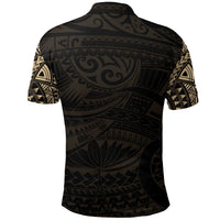 New Zealand Polo Shirt, Maori Tattoo Wolf Dragon Golf Shirt Gold - Polynesian Pride