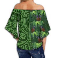 Hawaii Kalo Polynesian Women's Off Shoulder Wrap Waist Top - Melio Style - AH - Polynesian Pride