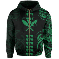 Kanaka Map Polynesian Kakau Hoodie (Zip up) Green - Polynesian Pride