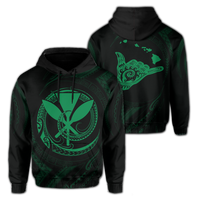 Polynesian Kanaka Shaka Map of Hawaii Hoodie Green Unisex Green - Polynesian Pride