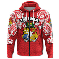 Custom Tonga Rugby Zip Hoodie Royal Style - Polynesian Pride