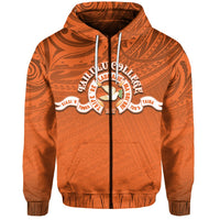 Custom Tailulu College Zip Hoodie Tonga Polynesian Unisex Orange - Polynesian Pride