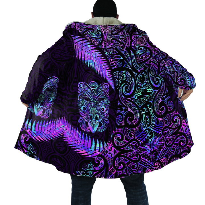 Paua Shell Maori Whakairo Purple Circle Style Aotearoa New Zealand Cloak Unisex Purple - Polynesian Pride