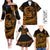 Hawaii Family Matching Outfits Polynesian Plumeria Off Shoulder Long Sleeve Dress And Shirt Family Set Clothes Ride The Waves - Orange LT7 Orange - Polynesian Pride