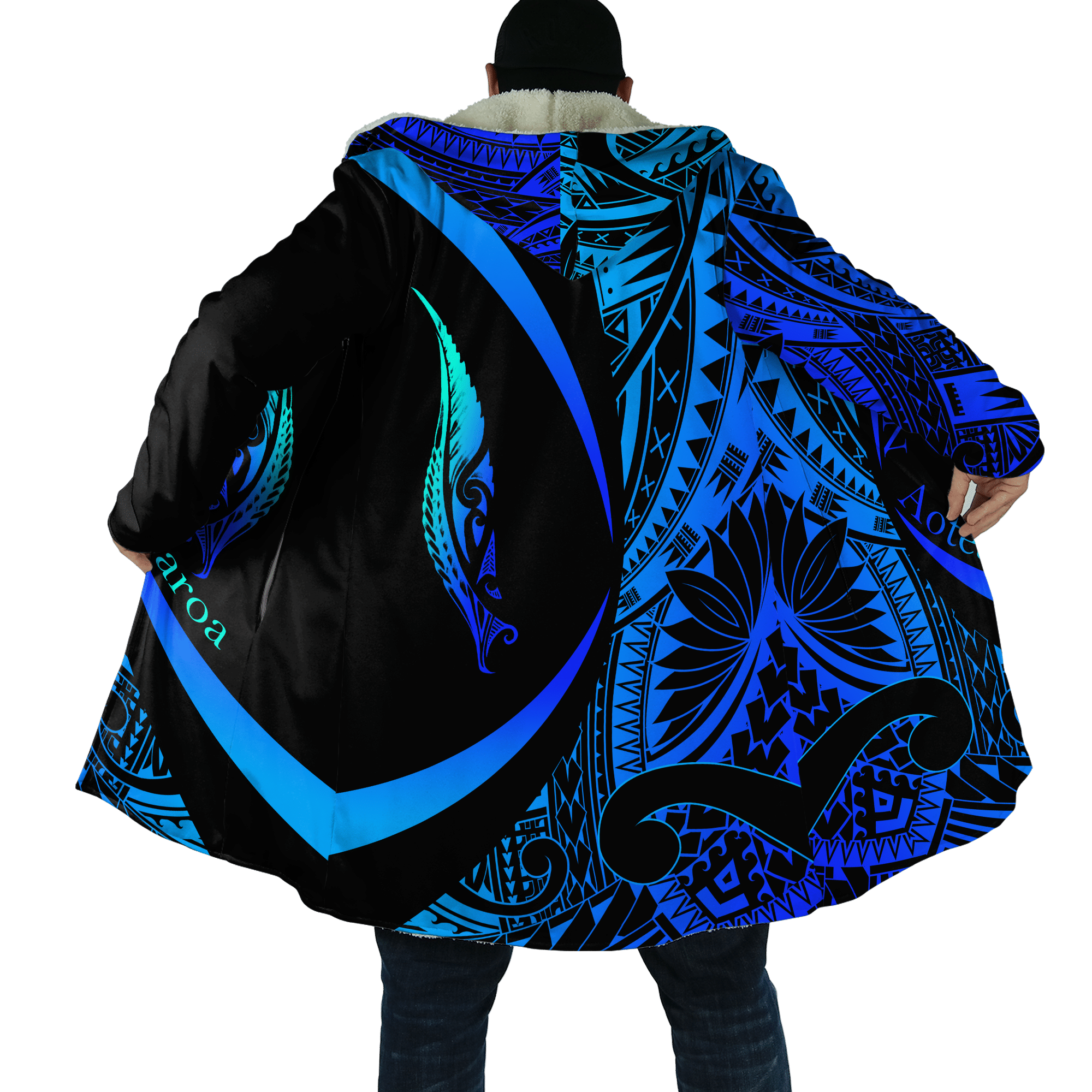 New Zealand Silver Fern Maori Tattoo Circle Style Cloak Unisex Blue - Polynesian Pride