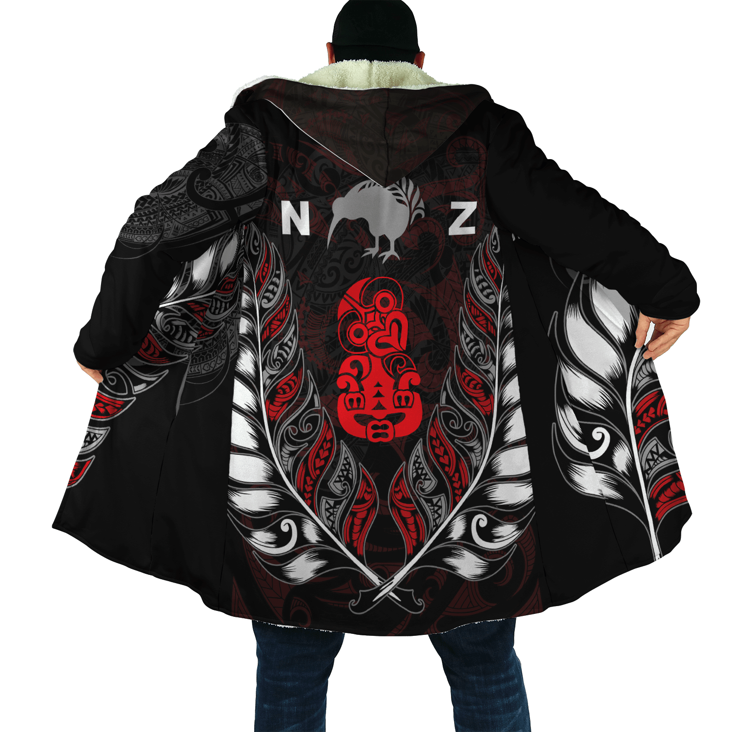 Aotearoa New Zealand Maori Silver Fern Hei Tiki Kiwi Cloak Unisex Art - Polynesian Pride