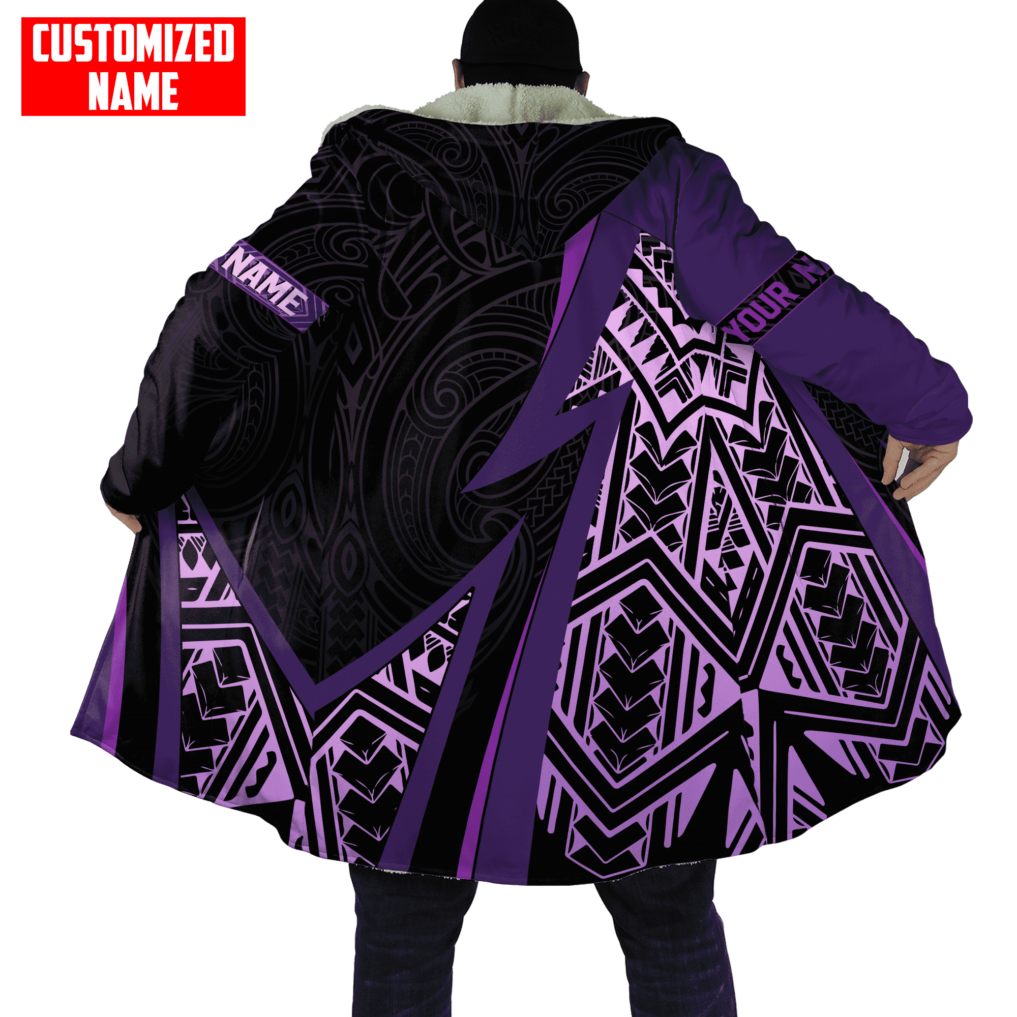 Personalized New Zealand Aotearoa Maori Purple Cloak Unisex Purple - Polynesian Pride