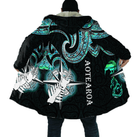Aotearoa New Zealand Maori Shell Compass Kiwi And Manaia Printed Cloak Unisex Art - Polynesian Pride