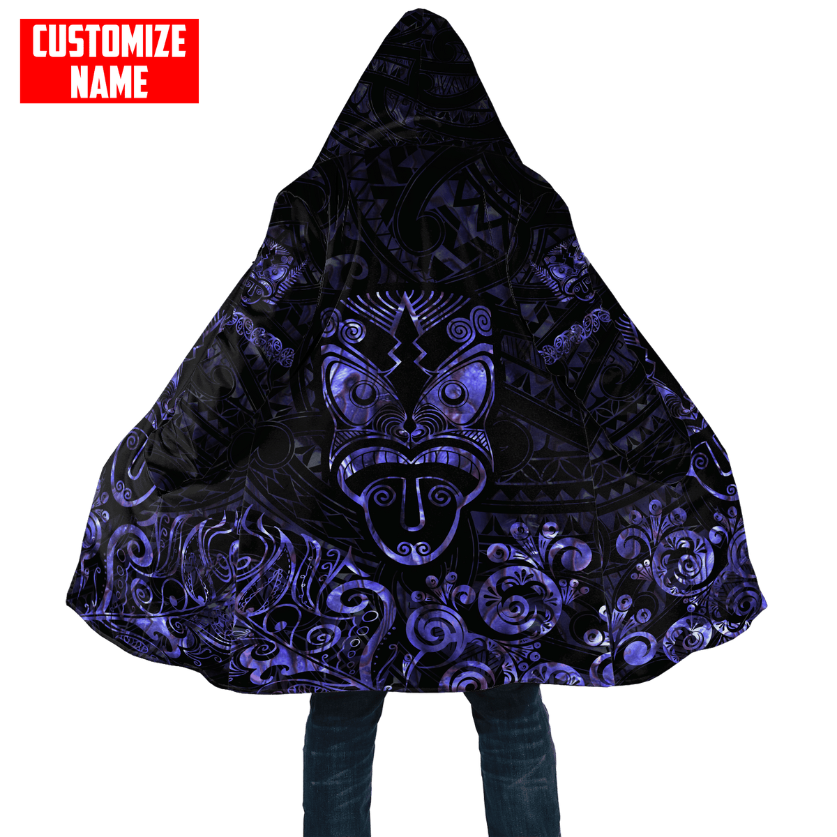 Maori Rugby Haka Aotearoa New Zealand Silver Fern Paua Shell Printed Cloak Purple Color - Polynesian Pride