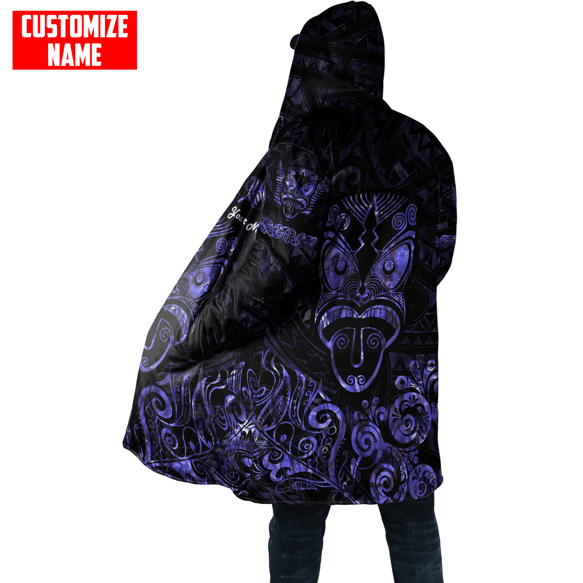 Maori Rugby Haka Aotearoa New Zealand Silver Fern Paua Shell Printed Cloak Purple Color - Polynesian Pride