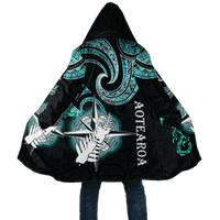 Aotearoa New Zealand Maori Shell Compass Kiwi And Manaia Printed Cloak - Polynesian Pride