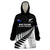 Personalised New Zealand Silver Fern Rugby Wearable Blanket Hoodie All Black 2023 Go Champions Maori Pattern LT14