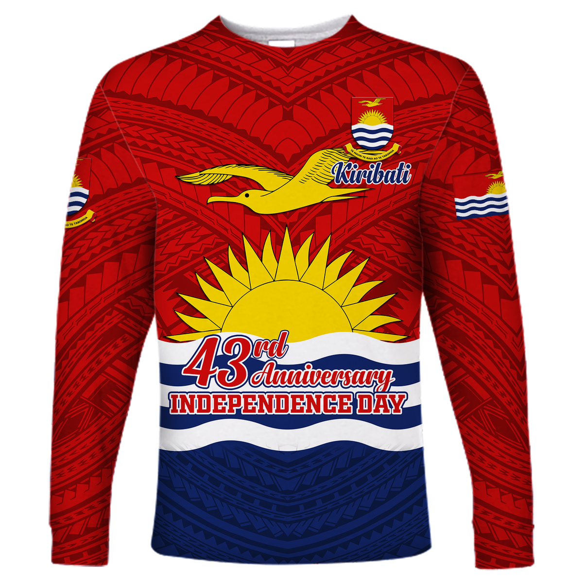 Custom Kiribati 43rd Independence Celebrations Long Sleeve Shirt - LT12 Unisex Blue - Polynesian Pride