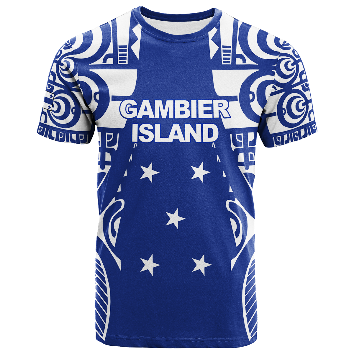 Gambier Islands Tribal Tattoo T Shirt LT12 Unisex Blue - Polynesian Pride
