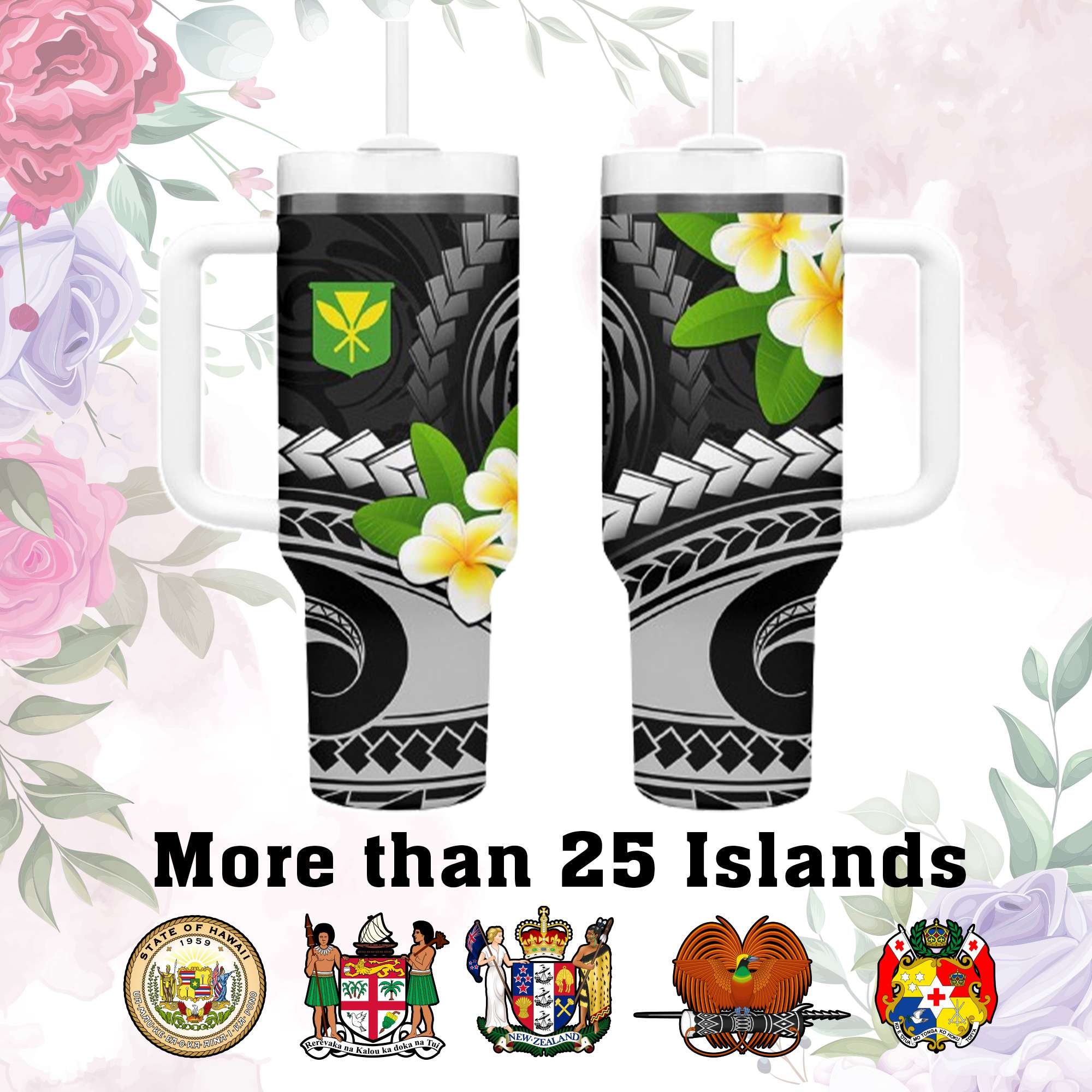 Custom AAPI Heritage Month Tumbler With Handle Polynesian Tribal Tattoo CTM05