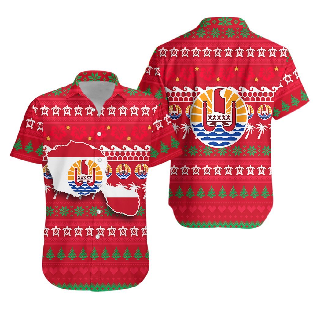 Tahiti Christmas Hawaiian Shirt - Ugly Christmas - LT12 Red - Polynesian Pride