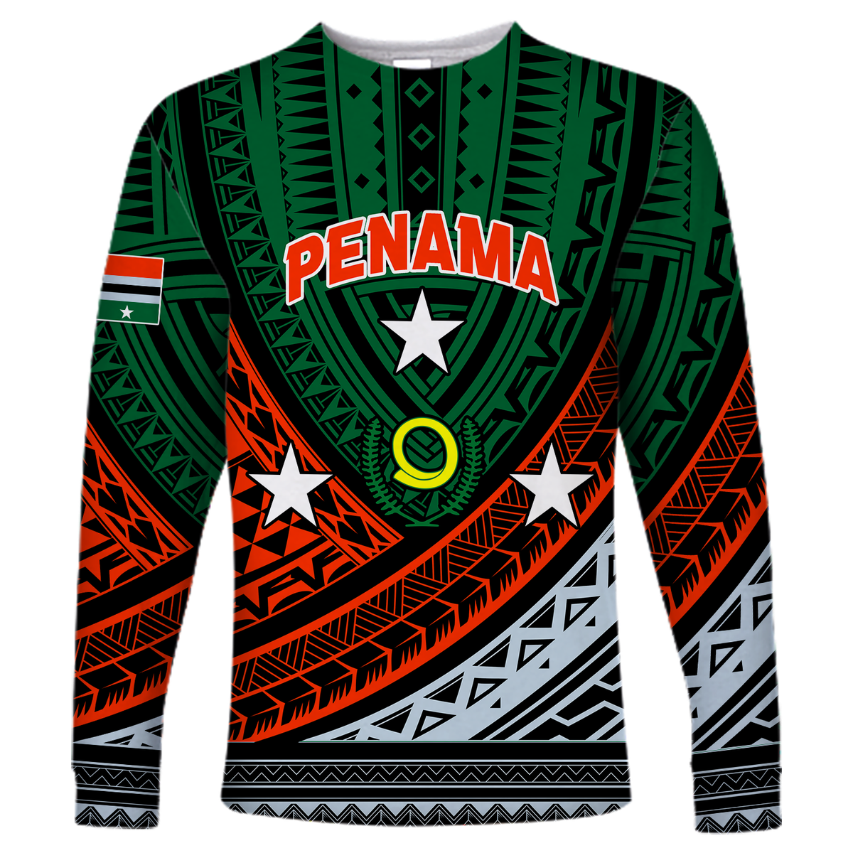 (Custom Personalised) Vanuatu Penama Province Tribal Pattern Long Sleeve Shirt - LT12 Unisex Green - Polynesian Pride
