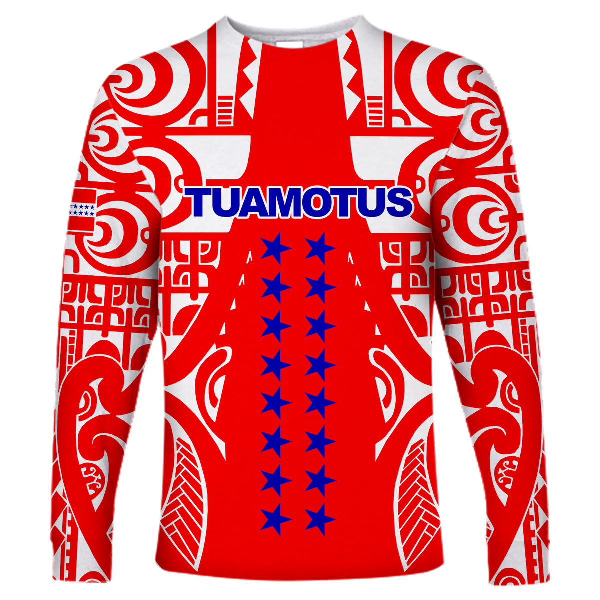 Tuamotu Archipelago Tribal Tattoo Long Sleeve Shirt - LT12 Unisex Red - Polynesian Pride