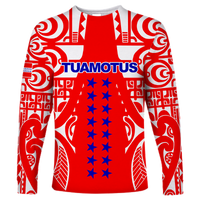 Tuamotu Archipelago Tribal Tattoo Long Sleeve Shirt - LT12 Unisex Red - Polynesian Pride