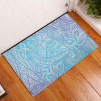 Baby Blue Gradient Polynesia Rubber Doormat Hawaiian Tribal Hammerhead Shark Tattoo LT14 - Polynesian Pride