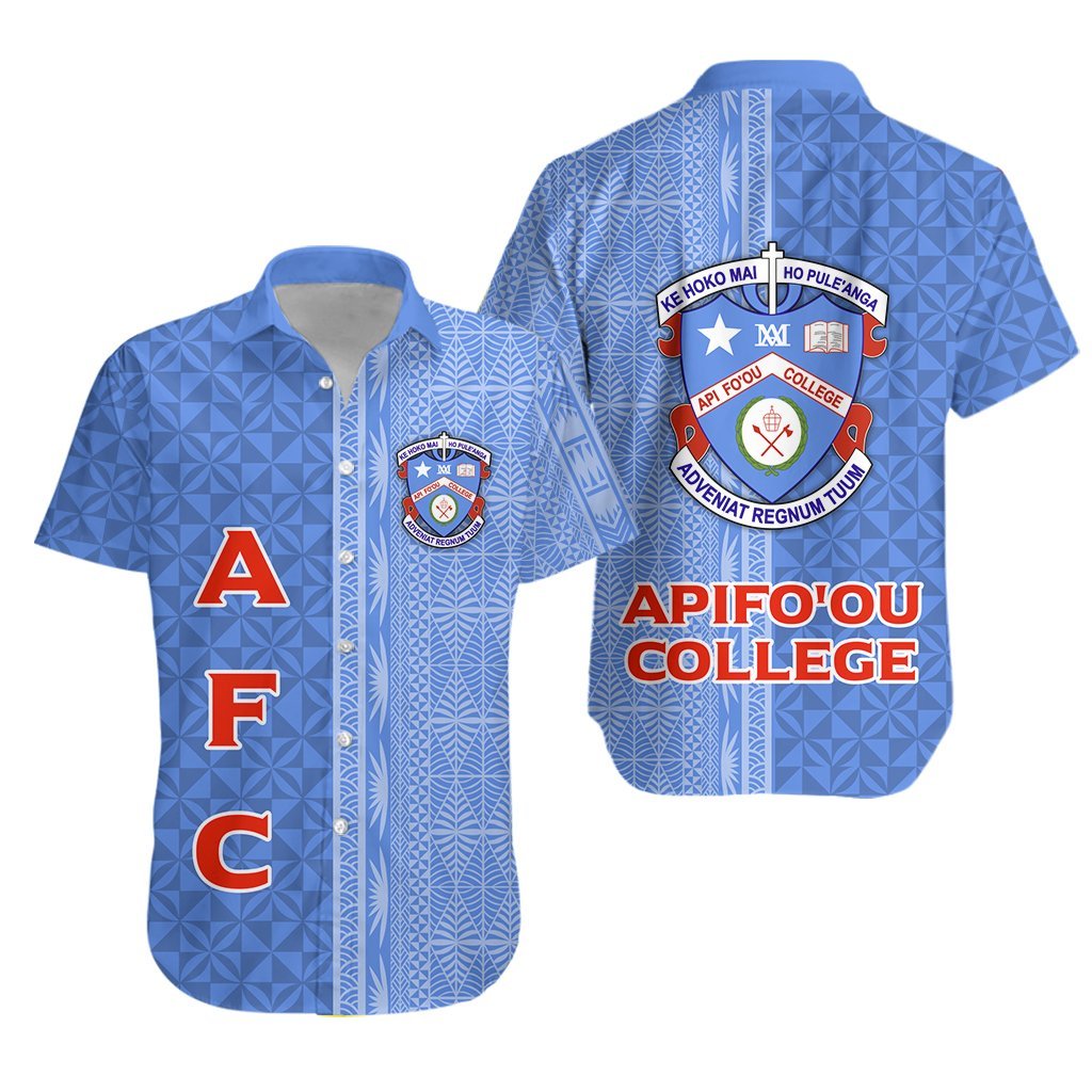 Tonga Apifo'ou College Hawaiian Shirt - Tongan Tribal - LT12 Blue - Polynesian Pride