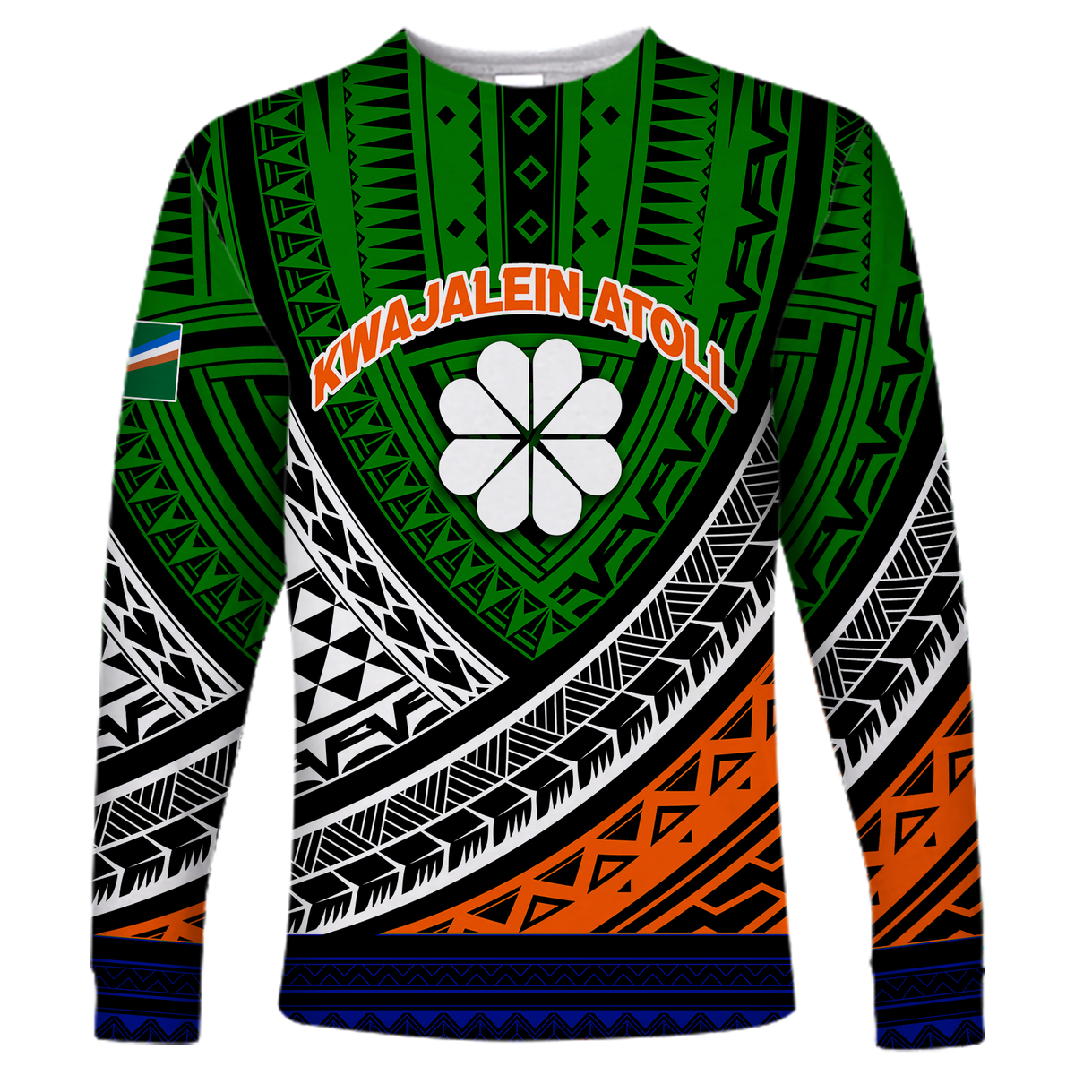 Kwajalein Atoll Tribal Pattern Long Sleeve Shirt - LT12 Unisex Blue - Polynesian Pride